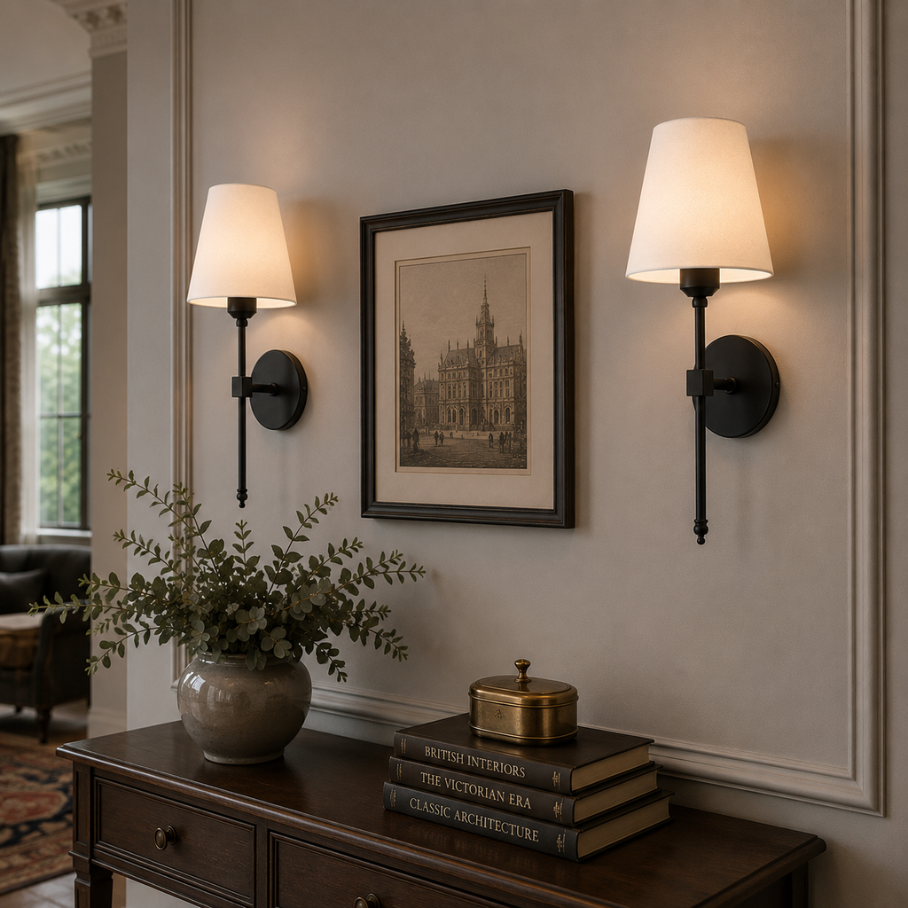 Brass Wall Light | Sconce White Cone Shade Modern Gold Wall Light Fixture Bedroom Hallway Living Room