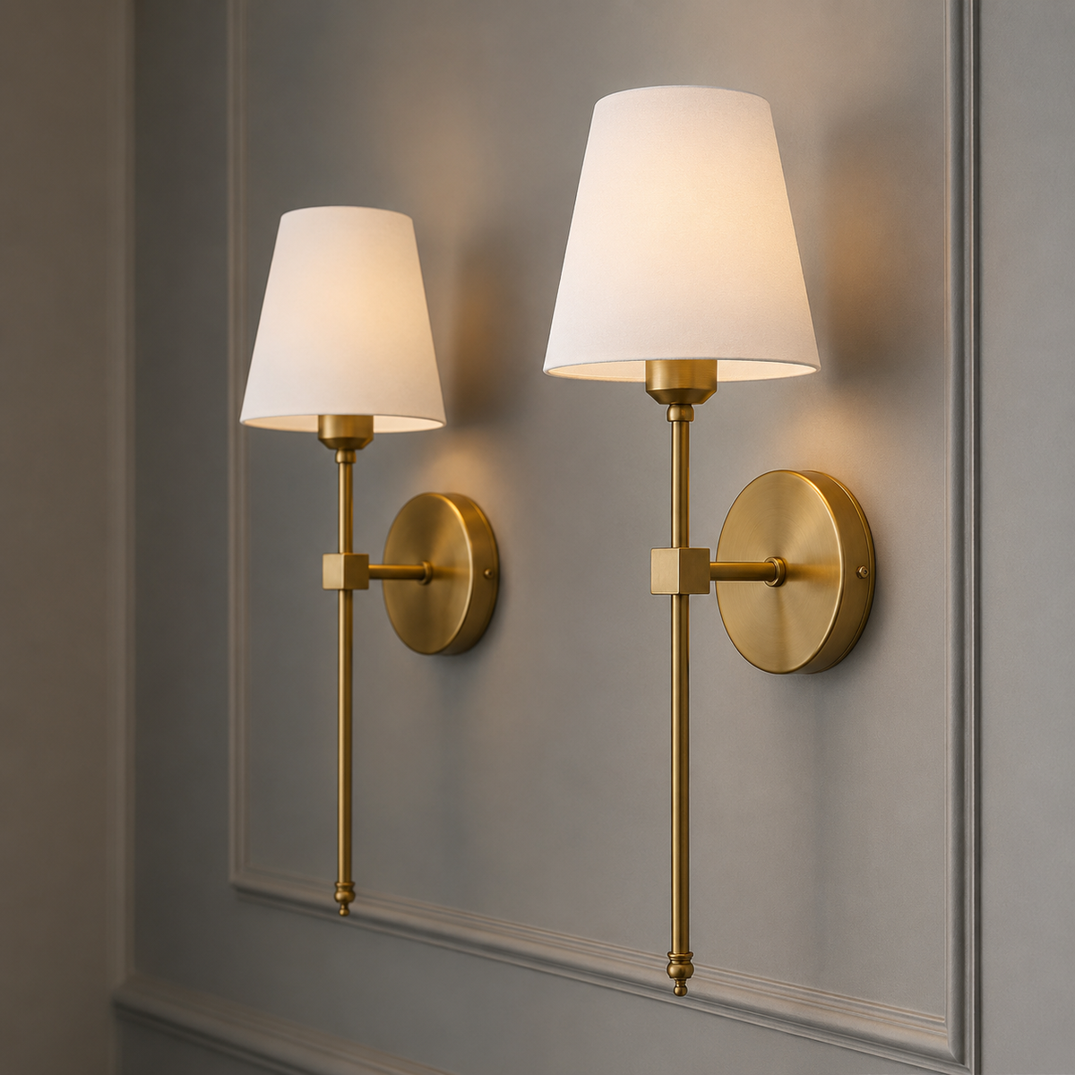 Brass Wall Light | Sconce White Cone Shade Modern Gold Wall Light Fixture Bedroom Hallway Living Room