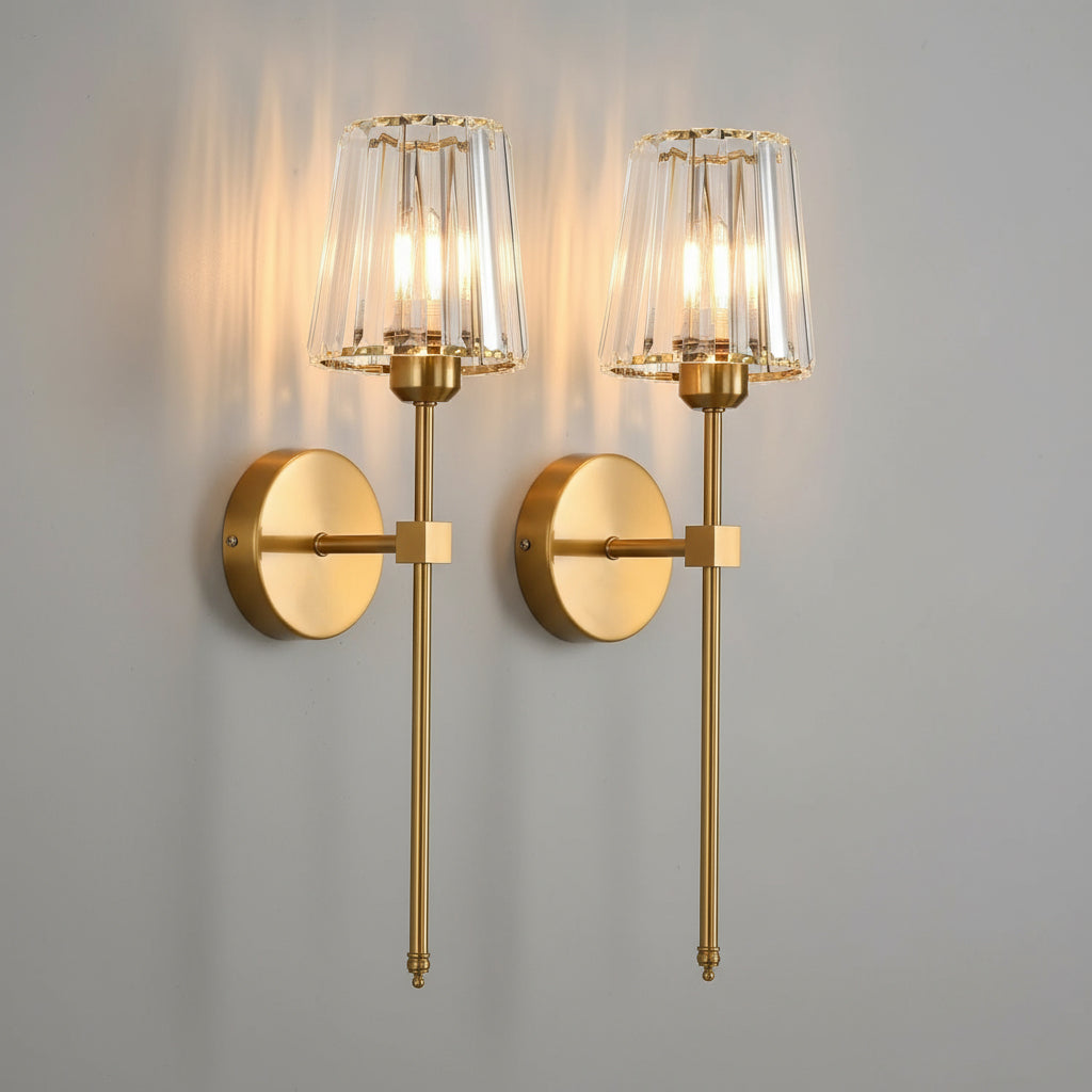 Rechargeable Wall Light | No-Wire Crystal Shade Slim Metal Remote Dimmable LED Battery Operated
