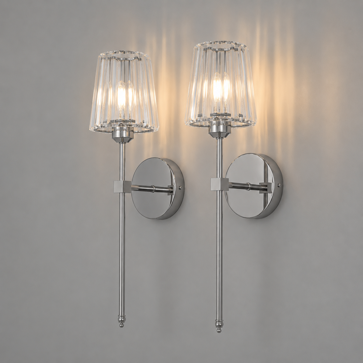 Rechargeable Wall Light | No-Wire Crystal Shade Slim Metal Remote Dimmable LED Battery Operated