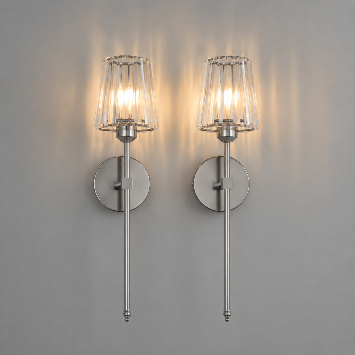 Rechargeable Wall Light | No-Wire Crystal Shade Slim Metal Remote Dimmable LED Battery Operated