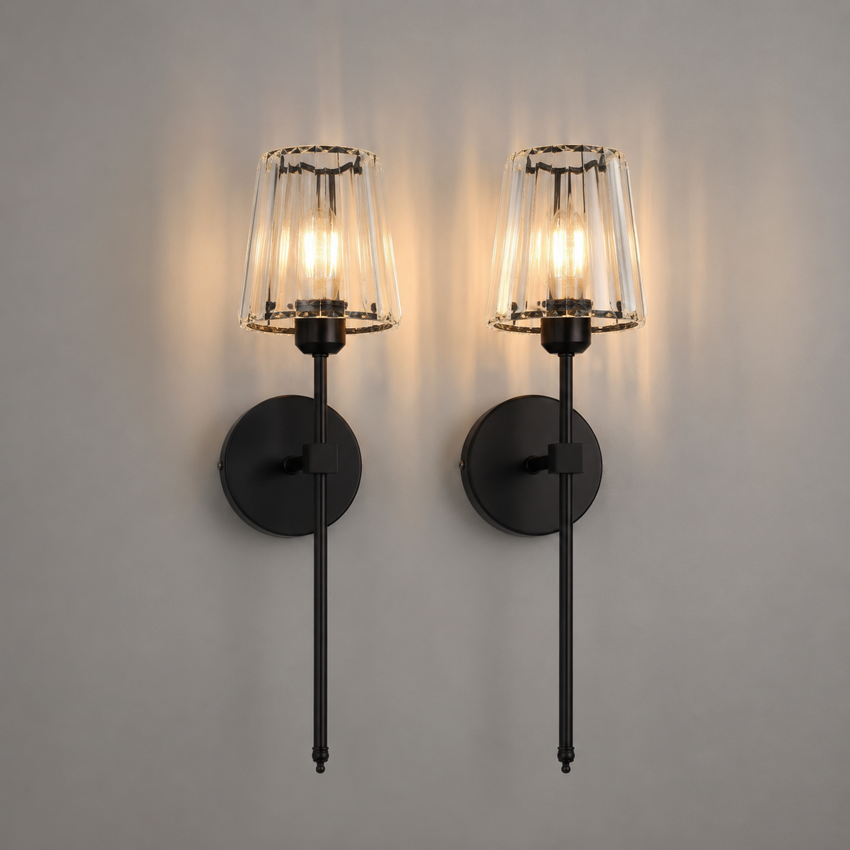 Rechargeable Wall Light | No-Wire Crystal Shade Slim Metal Remote Dimmable LED Battery Operated