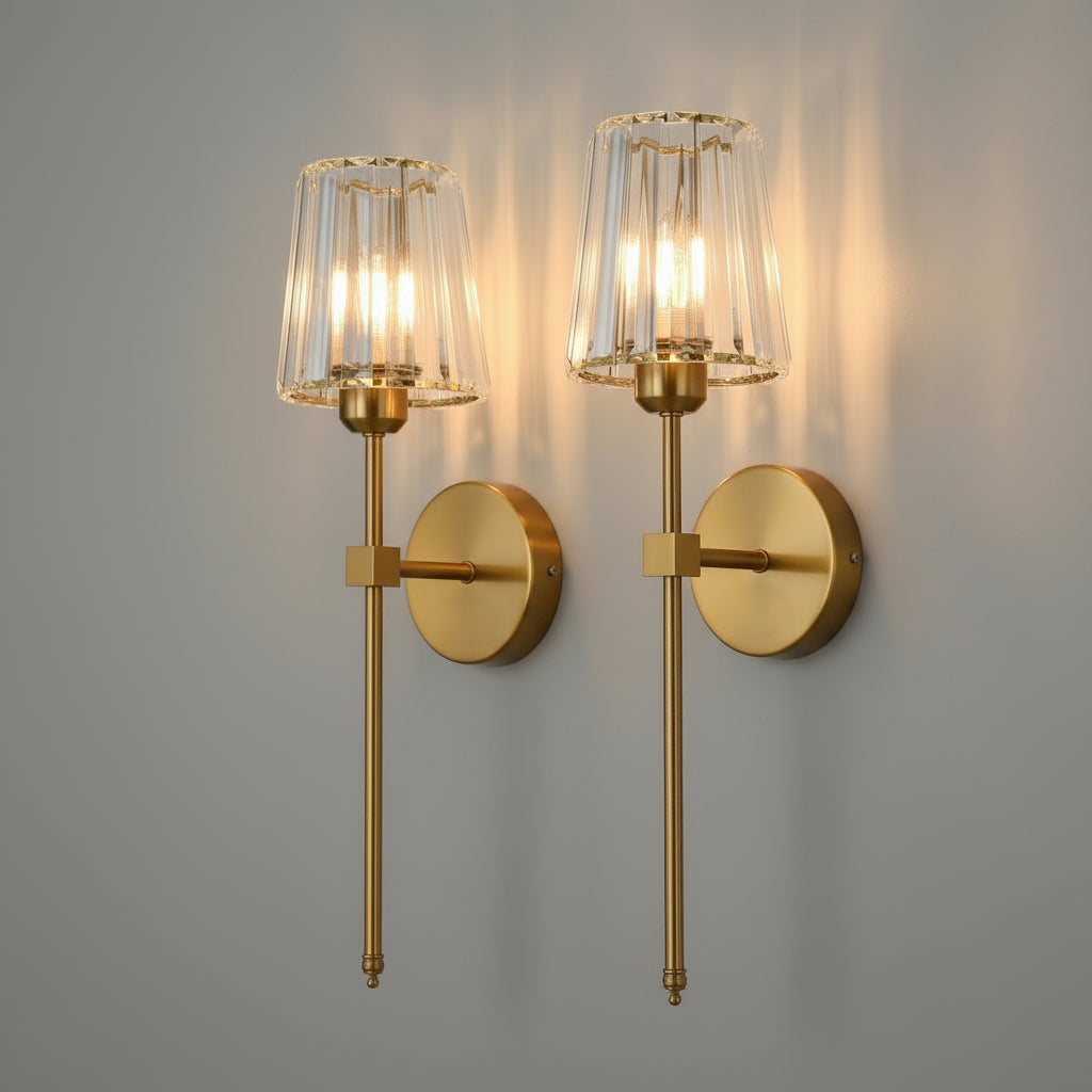 Rechargeable Wall Light | No-Wire Crystal Shade Slim Metal Remote Dimmable LED Battery Operated
