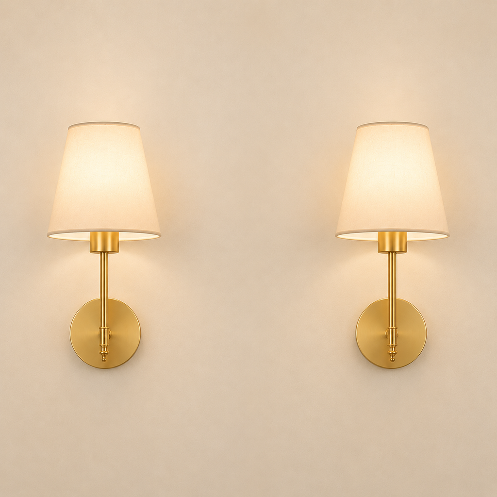 Rechargeable Wall Light | Fabric Shade Sconce Bedroom Living Room Battery Operated