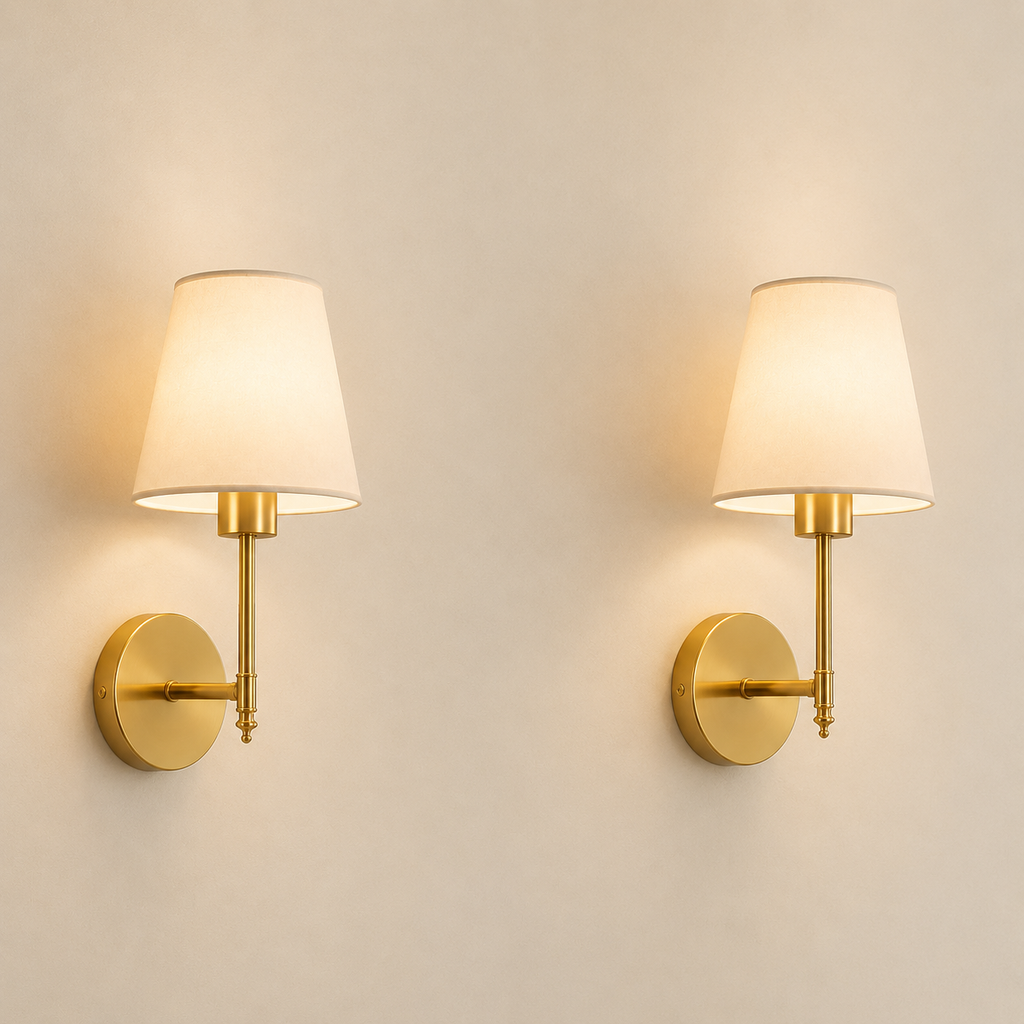 Rechargeable Wall Light | Fabric Shade Sconce Bedroom Living Room Battery Operated