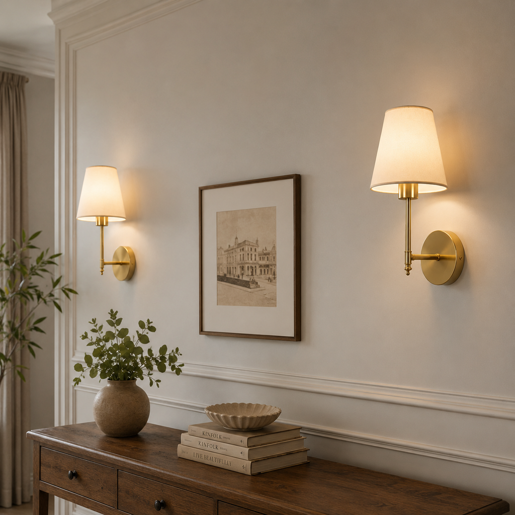 Rechargeable Wall Light | Fabric Shade Sconce Bedroom Living Room Battery Operated