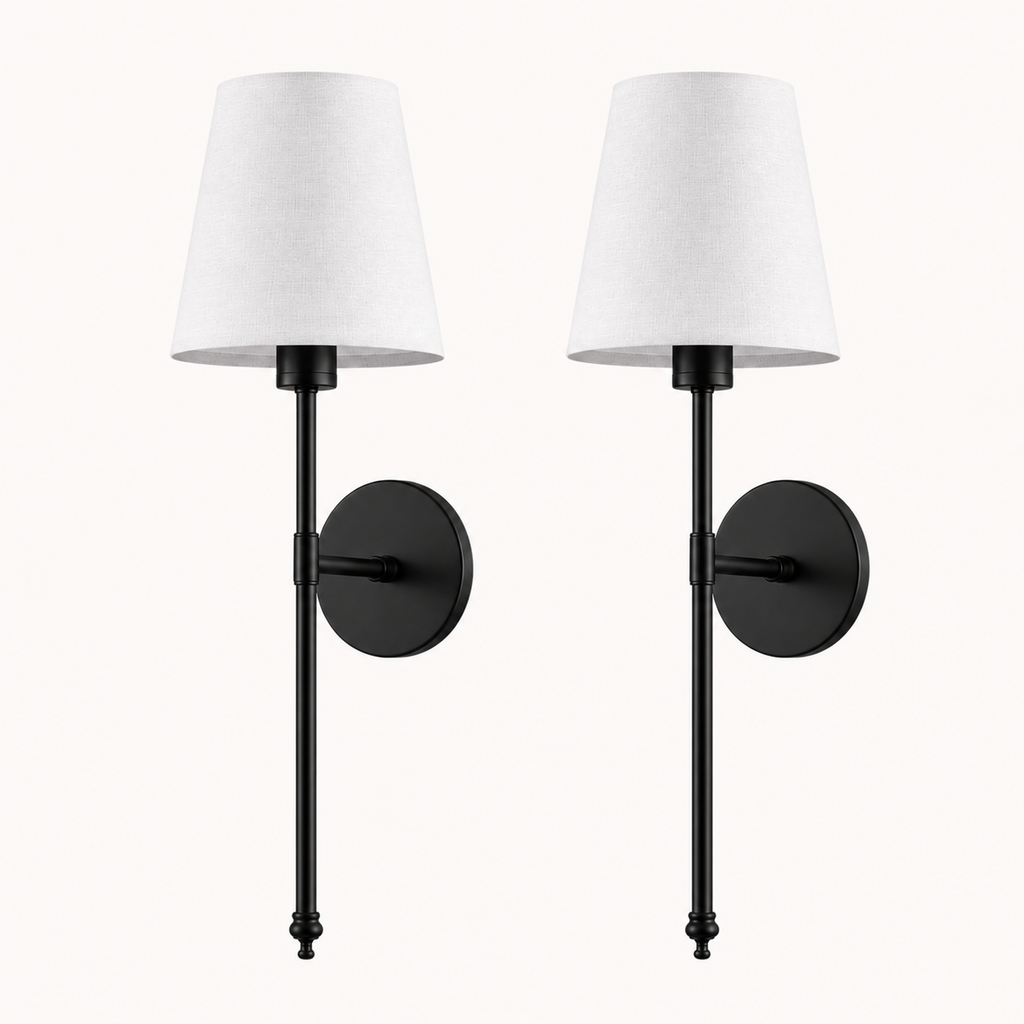 Stick-On Rechargeable Wall Light | Slim Brass White Cone Shade Battery Operated