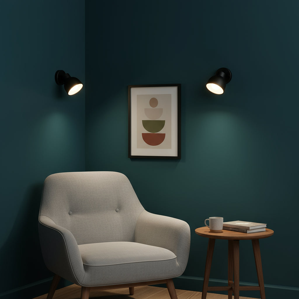 Rechargeable Wall Light | Compact Matte Black Spotlight Magnetic Mount Battery Operated