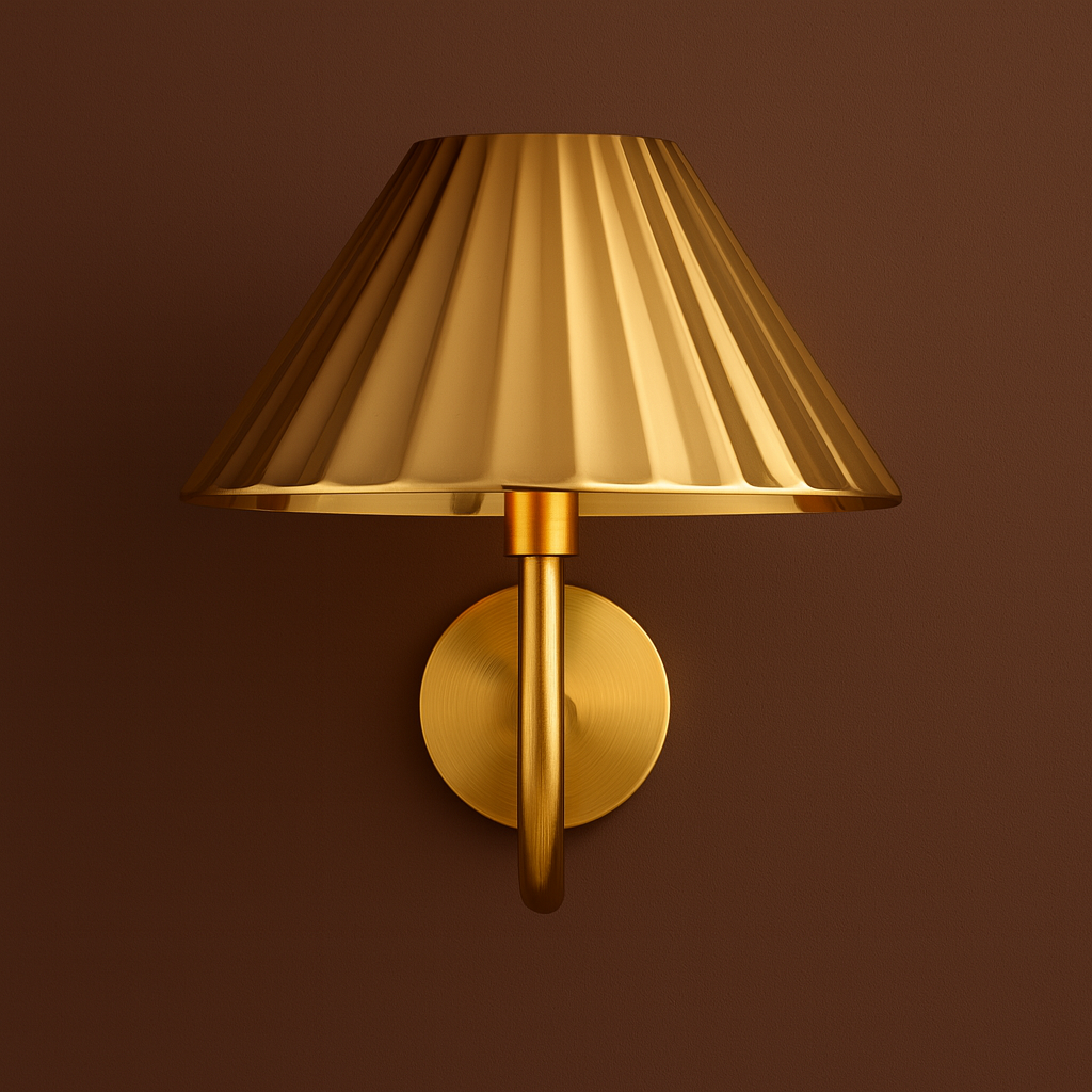 Rechargeable Wall Light | Brass Pleated Metallic Shade Sconce Battery Operated