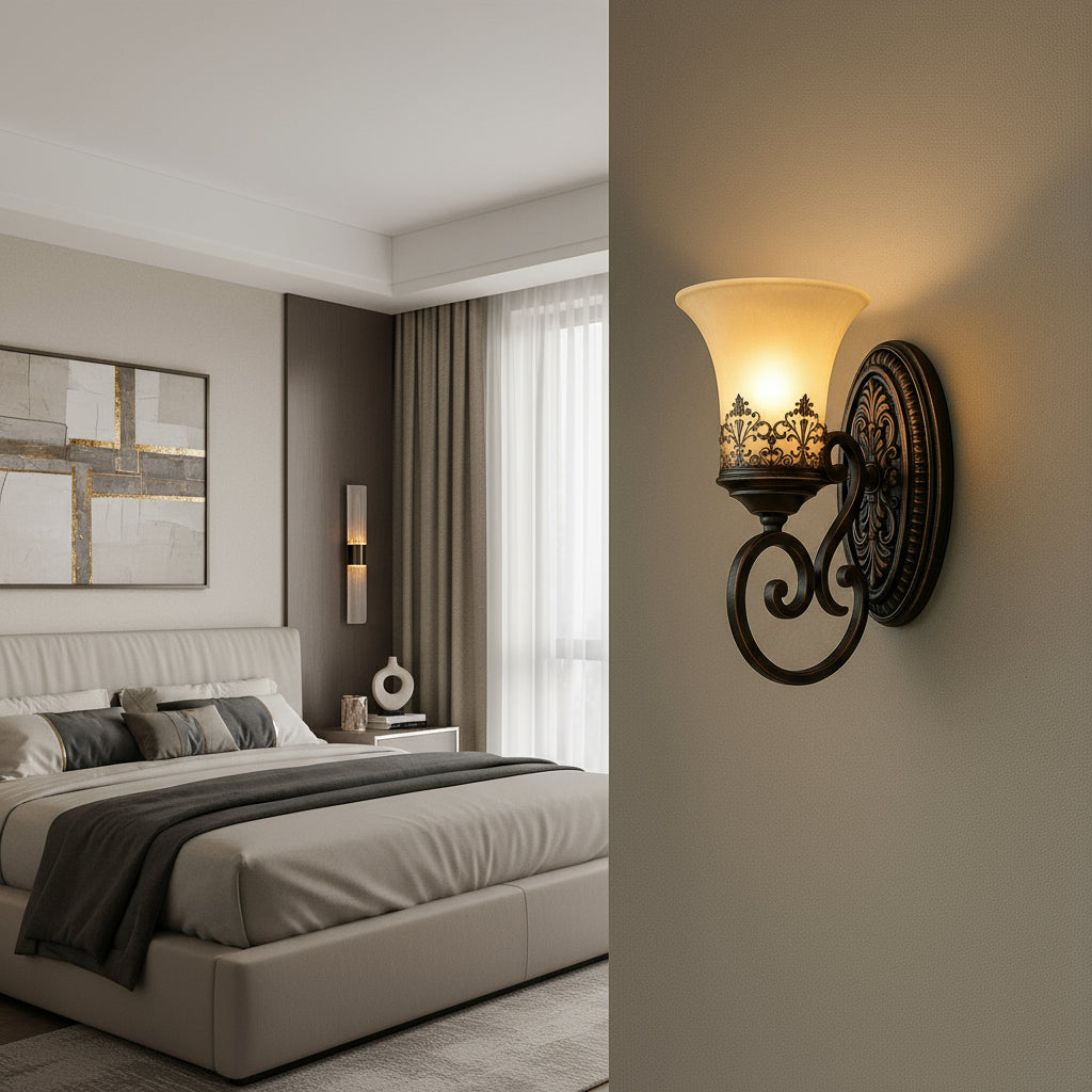 Vintage Wall Light | European Retro Iron Clear Glass Sconce Hallway Indoor