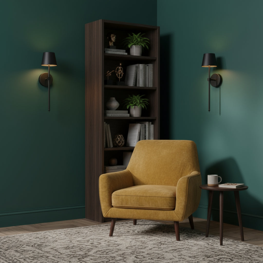 Rechargeable Wall Light | Black Metal Tapered Shade Touch Control Battery Operated