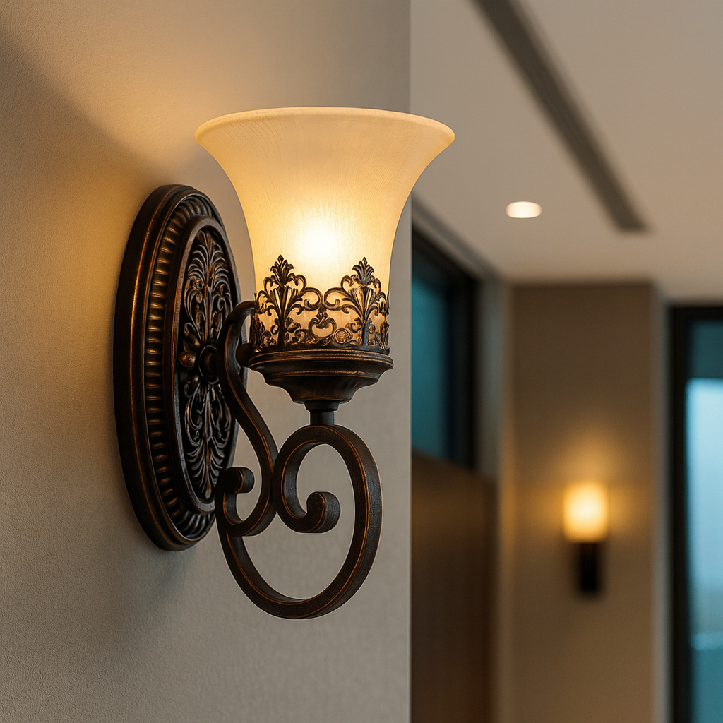 Vintage Wall Light | European Retro Iron Clear Glass Sconce Hallway Indoor