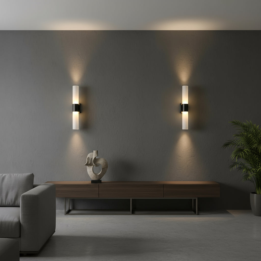 Modern Wall Light | Vertical Double-Ended Glass Tube Sconce Bedroom Indoor