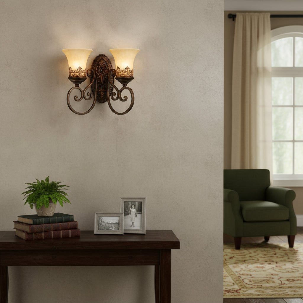 Vintage Wall Light | European Retro Iron Clear Glass Sconce Hallway Indoor