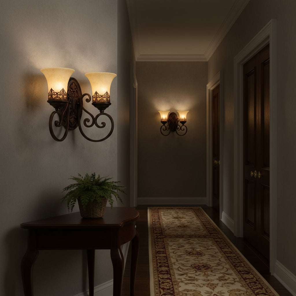 Vintage Wall Light | European Retro Iron Clear Glass Sconce Hallway Indoor
