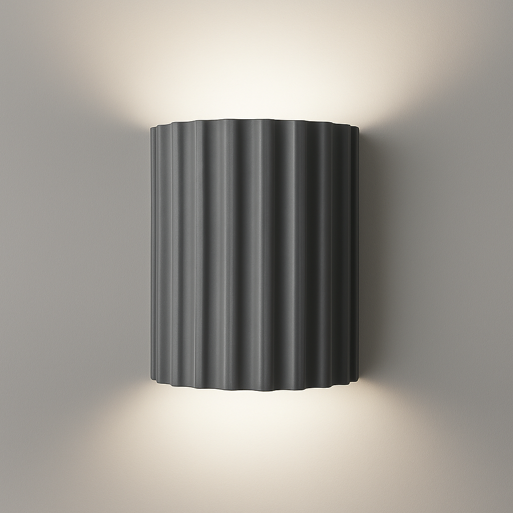 Modern Wall Light | Ribbed Resin Cylinder Sconce Indoor Lighting