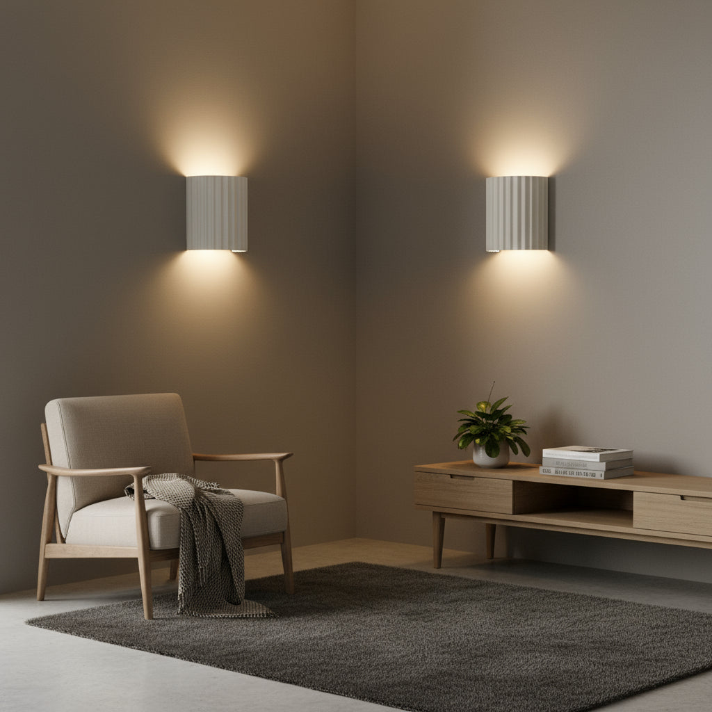 Modern Wall Light | Ribbed Resin Cylinder Sconce Indoor Lighting