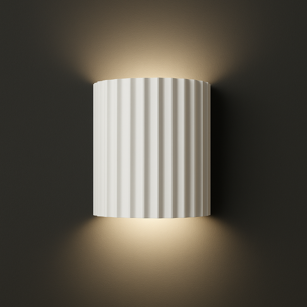Modern Wall Light | Ribbed Resin Cylinder Sconce Indoor Lighting