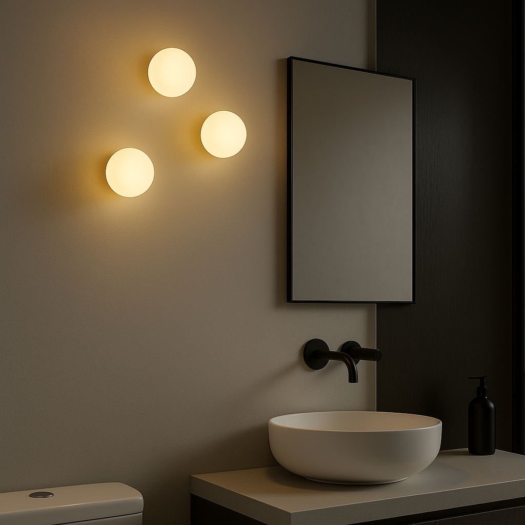 Modern Wall Light | Minimalist Round Globe Frosted Shade Black White Chrome Base