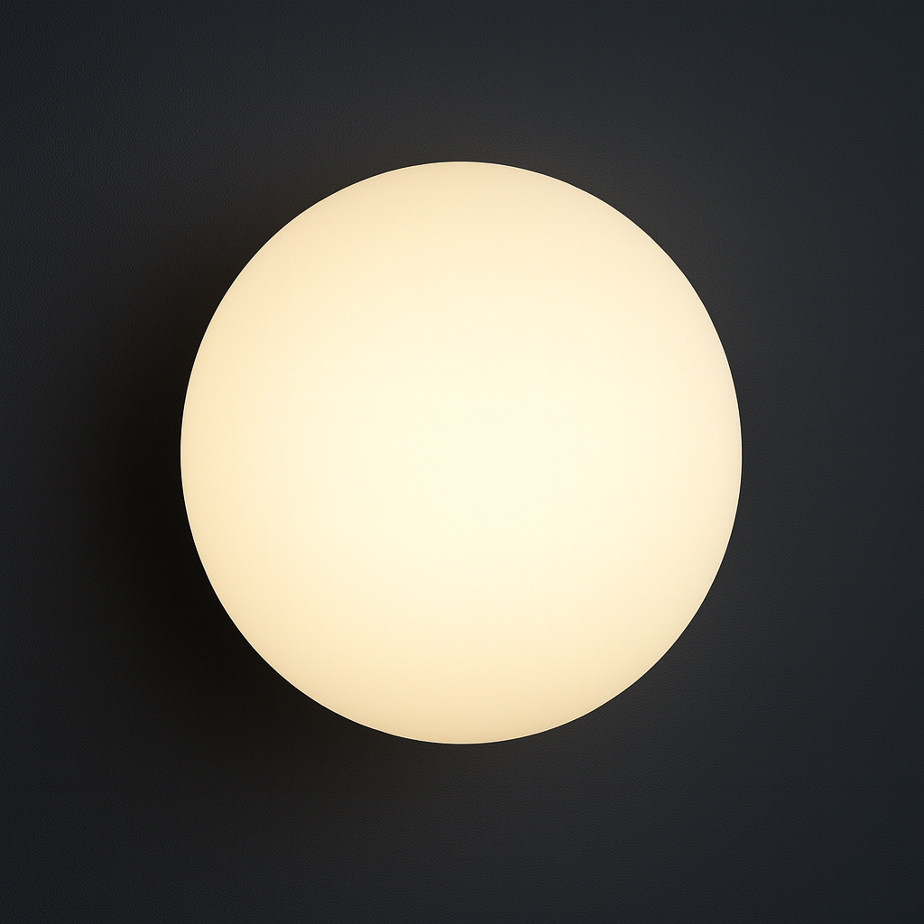 Modern Wall Light | Minimalist Round Globe Frosted Shade Black White Chrome Base