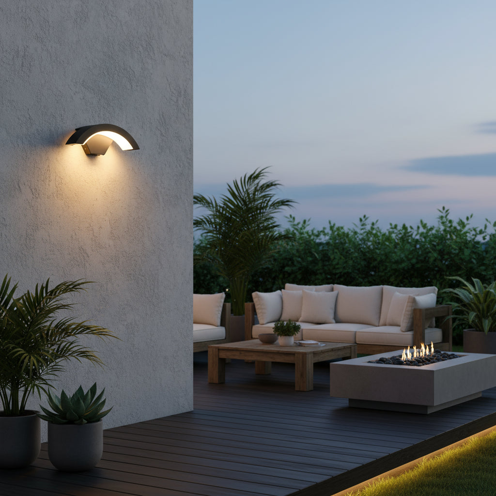 Modern Wall Light | IP65 Waterproof Curved Arch LED Outdoor Sconce 10W Exterior