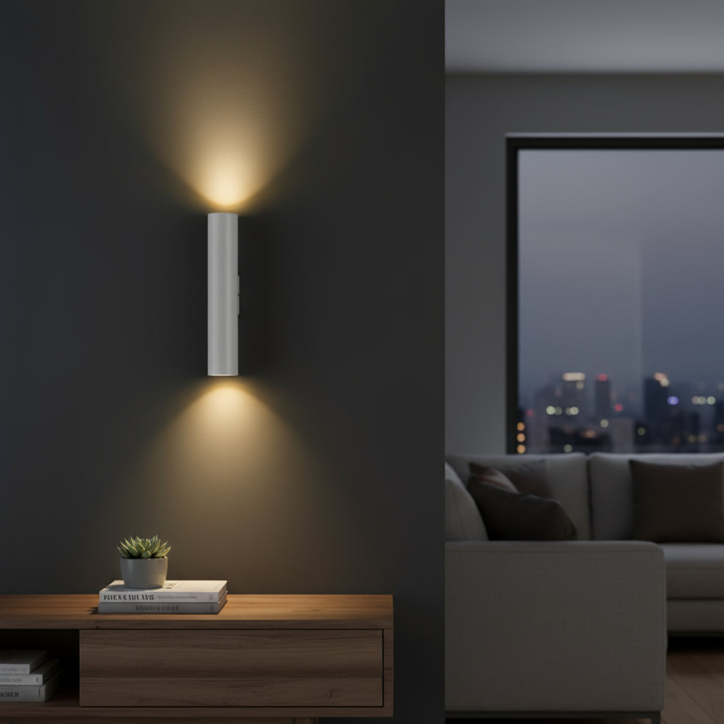 Modern Wall Light | Cylinder Minimalist Up Down Aluminum Sconce Indoor