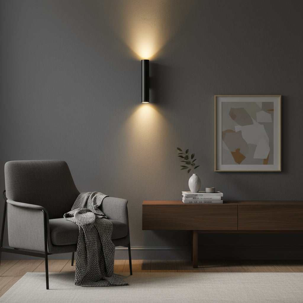 Modern Wall Light | Cylinder Minimalist Up Down Aluminum Sconce Indoor