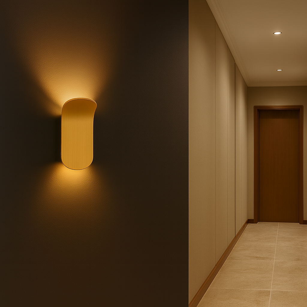 Modern Wall Light | Brushed Brass Curved Leaf-Shaped Sconce Living Room