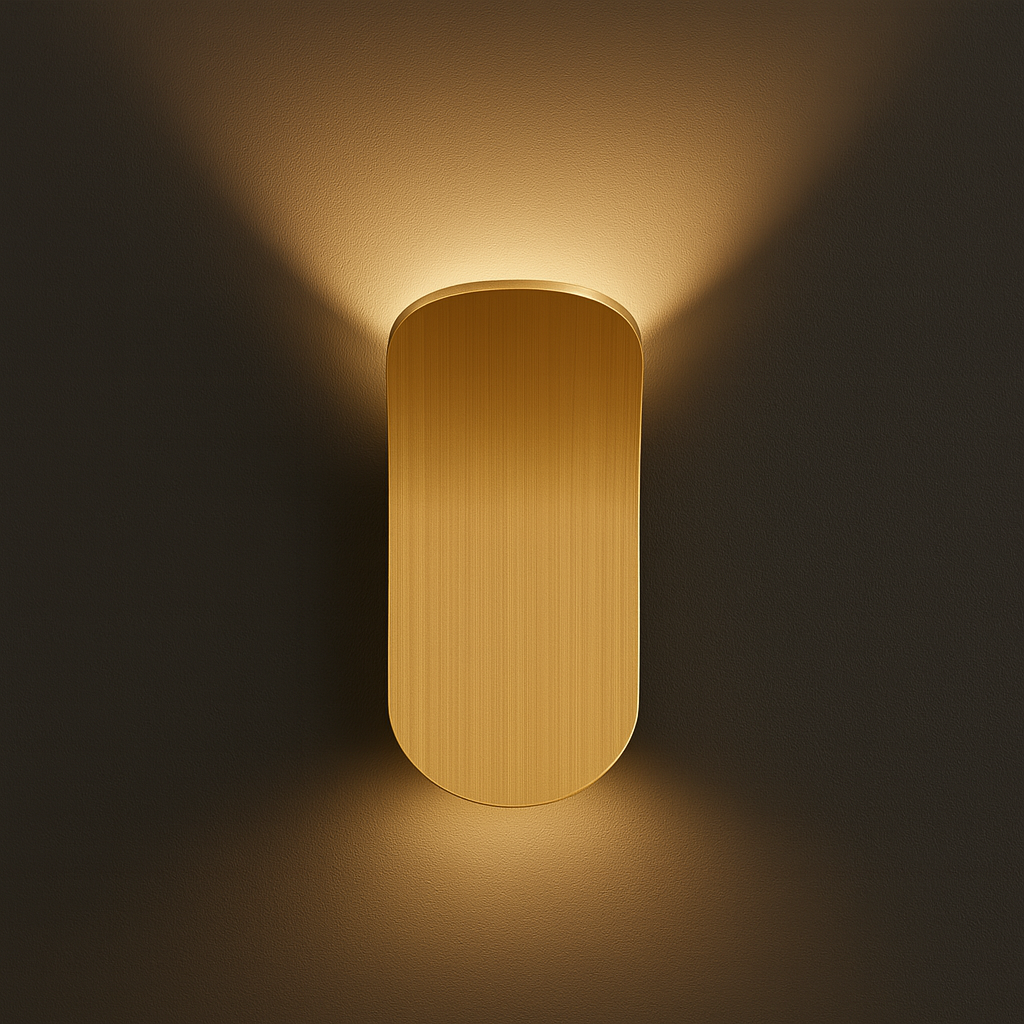 Modern Wall Light | Brushed Brass Curved Leaf-Shaped Sconce Living Room