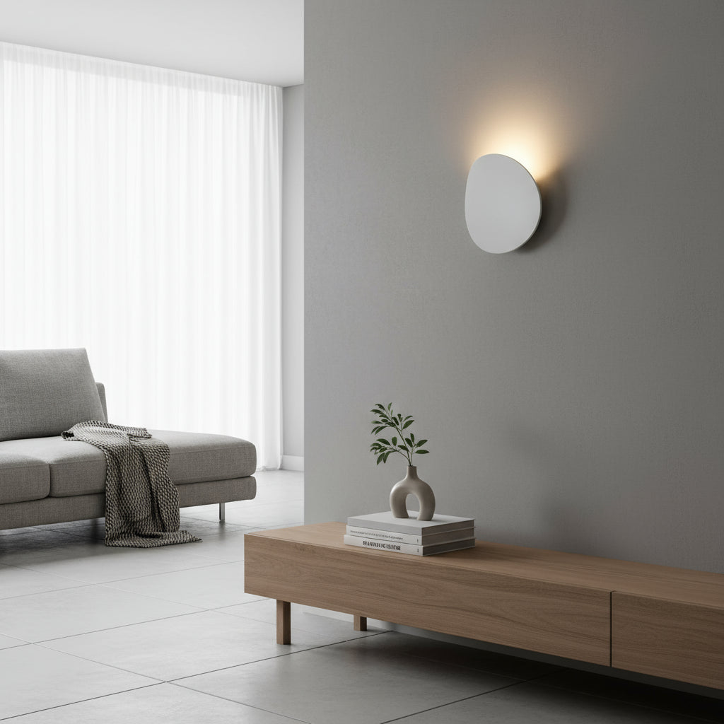 Modern LED Wall Light | Minimalist Aluminum Round Plate Black White Brushed Gold
