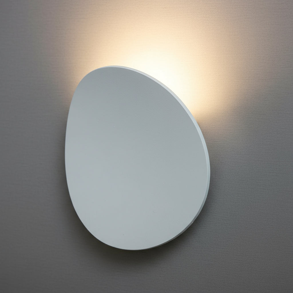 Modern LED Wall Light | Minimalist Aluminum Round Plate Black White Brushed Gold