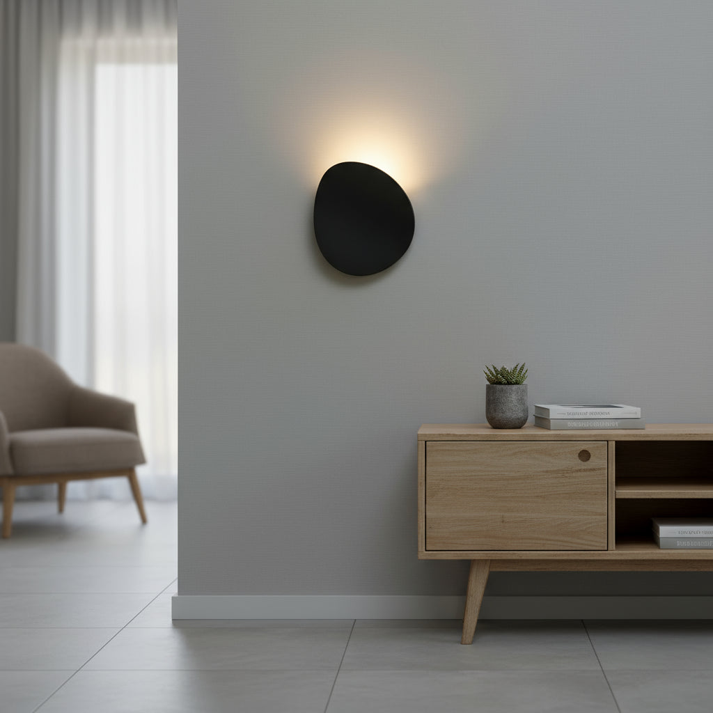 Modern LED Wall Light | Minimalist Aluminum Round Plate Black White Brushed Gold