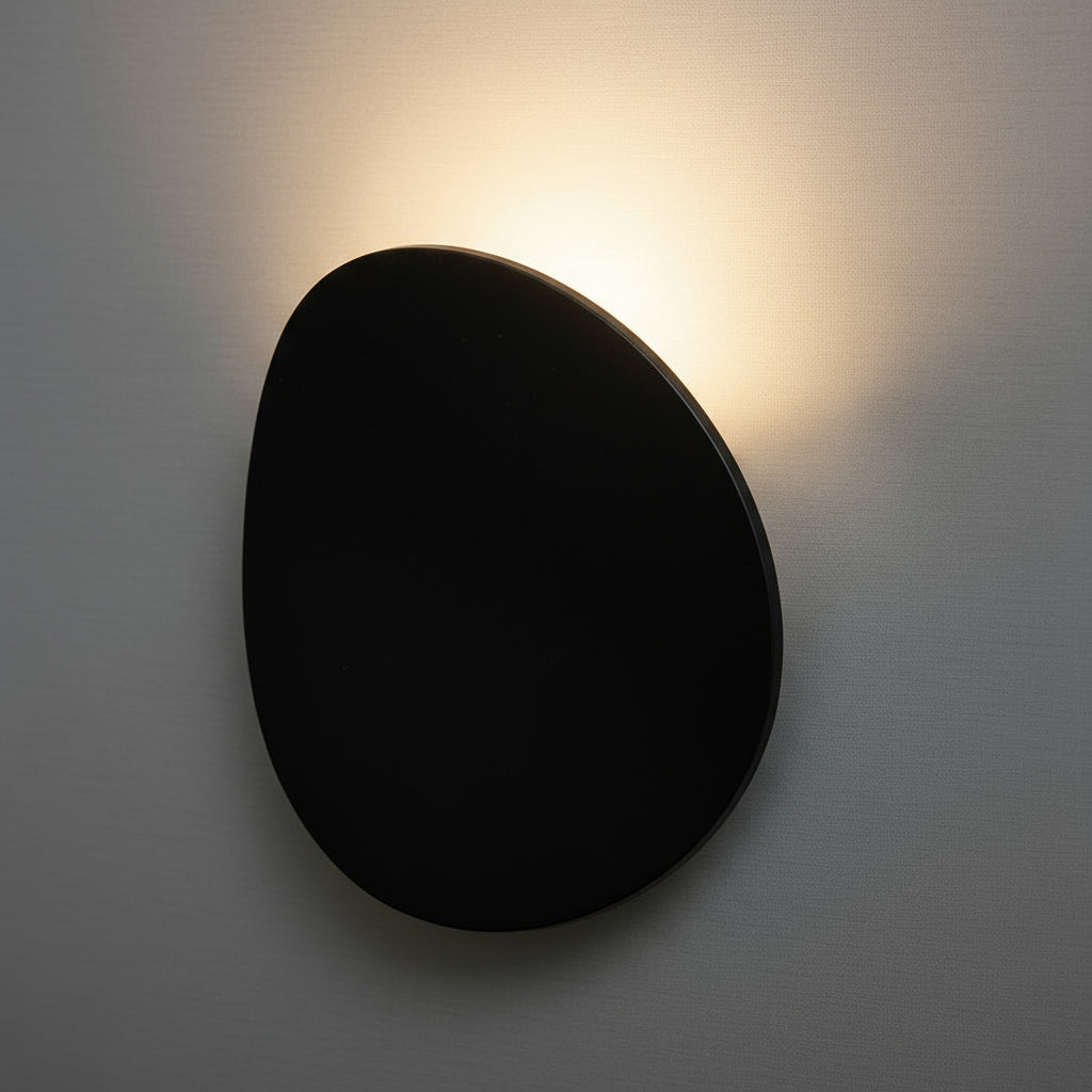Modern LED Wall Light | Minimalist Aluminum Round Plate Black White Brushed Gold