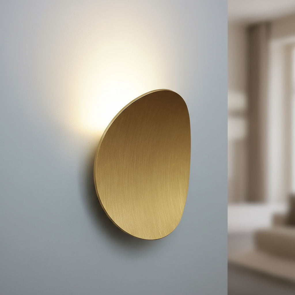 Modern LED Wall Light | Minimalist Aluminum Round Plate Black White Brushed Gold