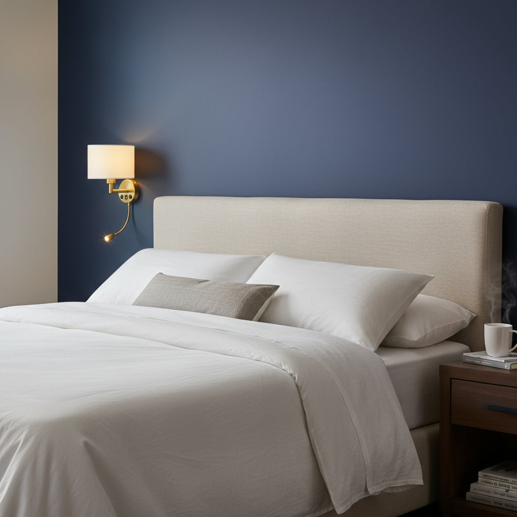 Modern Fabric Wall Light | Dual Light Source Cloth Shade Iron Body Bedroom
