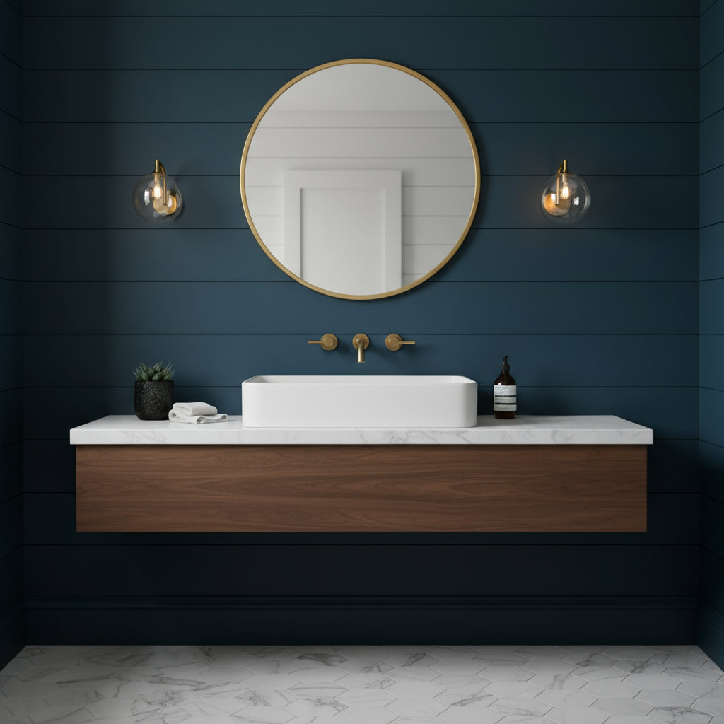 Modern Brass Wall Light | Curved Arm Clear Glass Globe Sconce Indoor