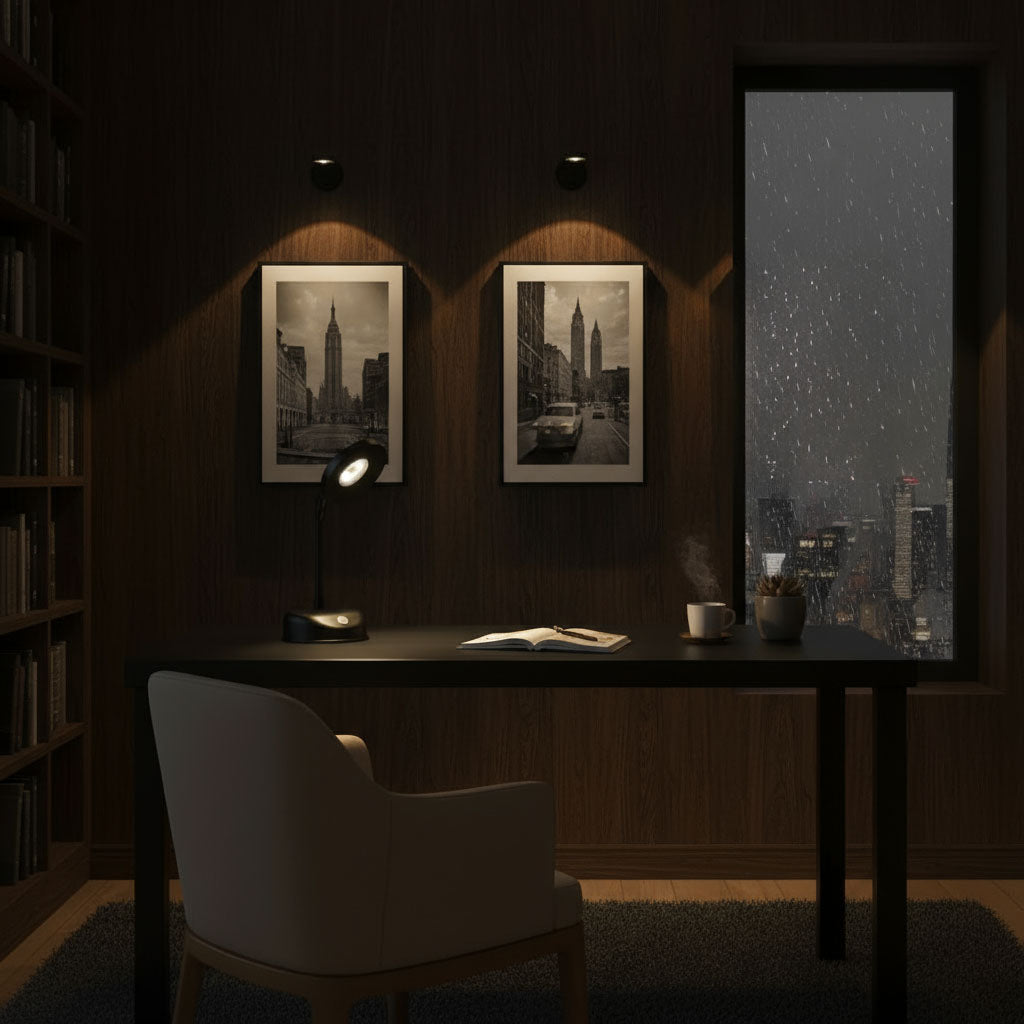 Stick-On Rechargeable Wall Spotlight | Rotatable Minimal LED Sconce Light Sensor Battery
