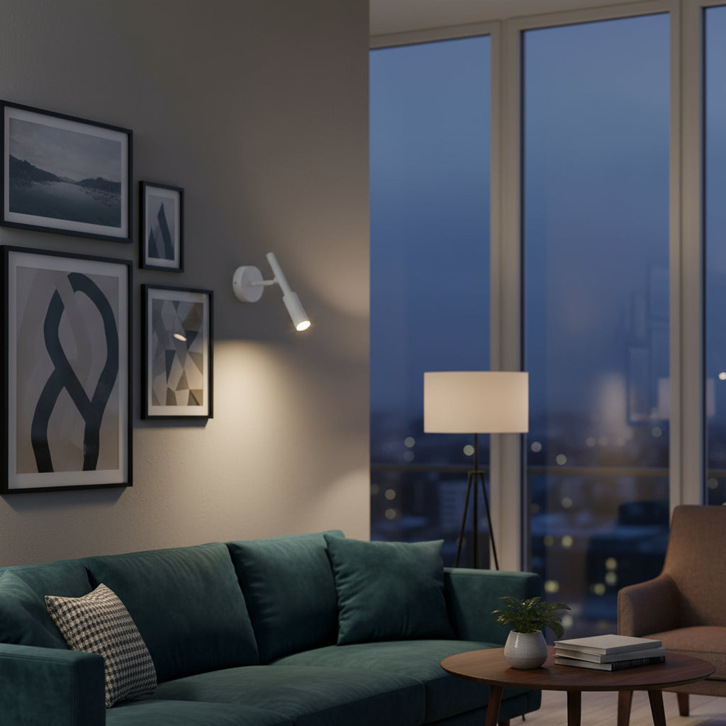 LED Wall Light | Slim Nordic Adjustable Sconce Black White Bedroom Living Room