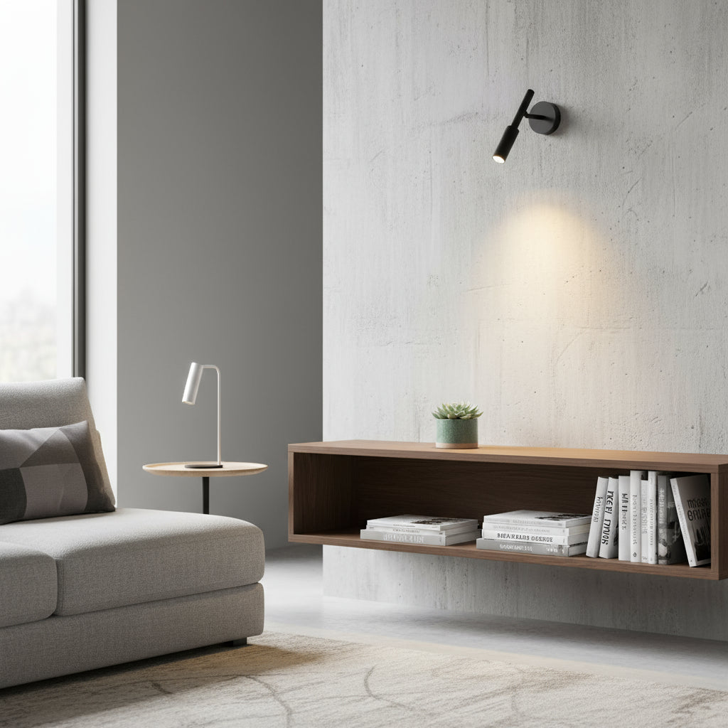 LED Wall Light | Slim Nordic Adjustable Sconce Black White Bedroom Living Room