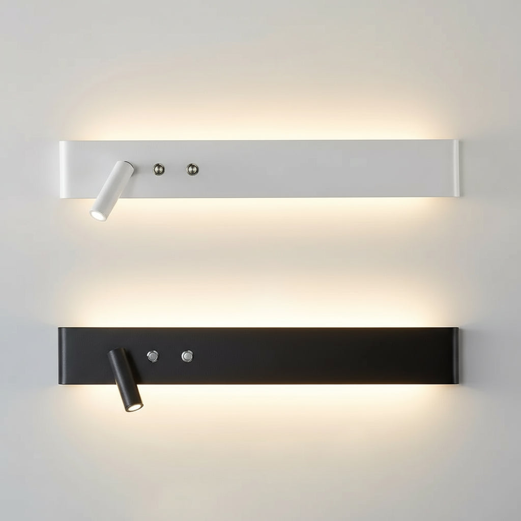 LED Wall Light | Slim Aluminum Integrated Switch Adjustable Spotlight Black White