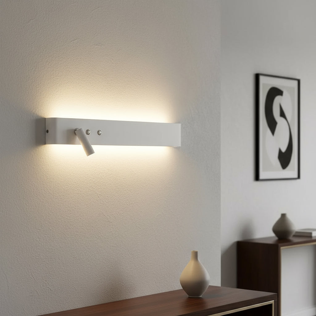 LED Wall Light | Slim Aluminum Integrated Switch Adjustable Spotlight Black White