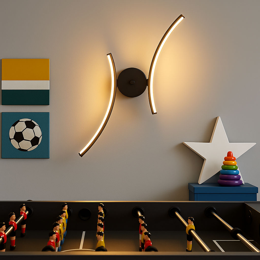 LED Wall Light | Sculptural Black Curved Sconce Indoor Lighting