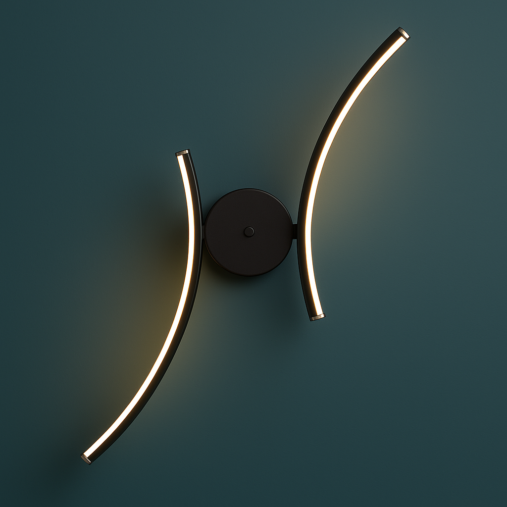 LED Wall Light | Sculptural Black Curved Sconce Indoor Lighting