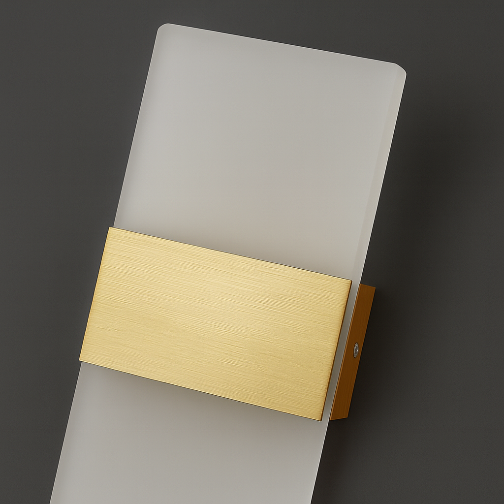 LED Wall Light | Rectangular Frosted Acrylic Shade Aluminum Center Band Indoor