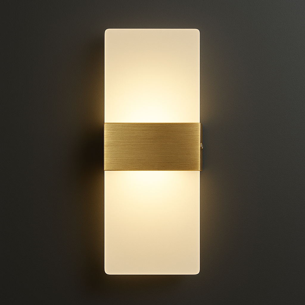 LED Wall Light | Rectangular Frosted Acrylic Shade Aluminum Center Band Indoor