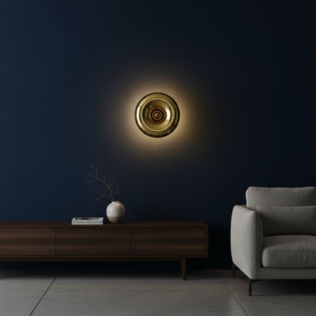 LED Wall Light | Modern Metallic Ring Sconce Glass Iron Indoor
