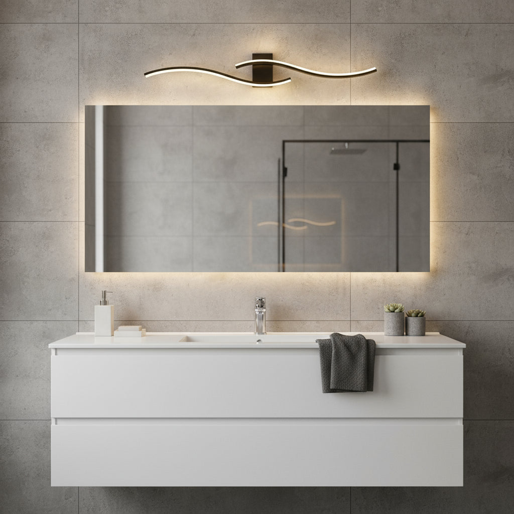 LED Wall Light | Modern Dual Wave Sconce Black Indoor Lighting