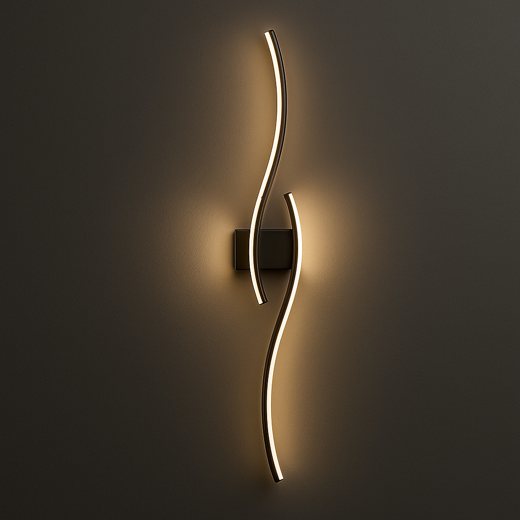 LED Wall Light | Modern Dual Wave Sconce Black Indoor Lighting