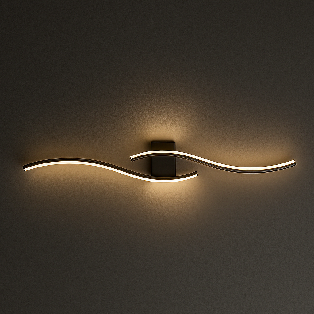 LED Wall Light | Modern Dual Wave Sconce Black Indoor Lighting