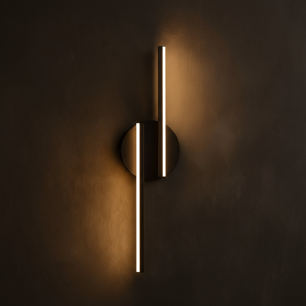 LED Wall Light | Modern Black Aluminum Dual Bar Design Sconce Indoor